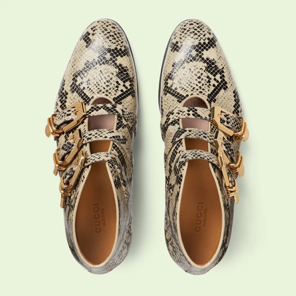 NIB GUCCI Embossed Buckled Ankle Boots - Picture 3 of 7